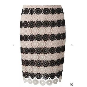 L.K. Bennett Claudine Crochet Skirt Black/Cream Size 4